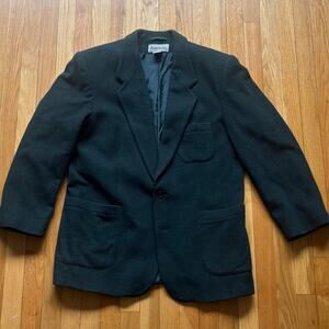 Vintage Aeropostale Compagnie Generale Mens Large Tweed Wool Blazer Jacket Green